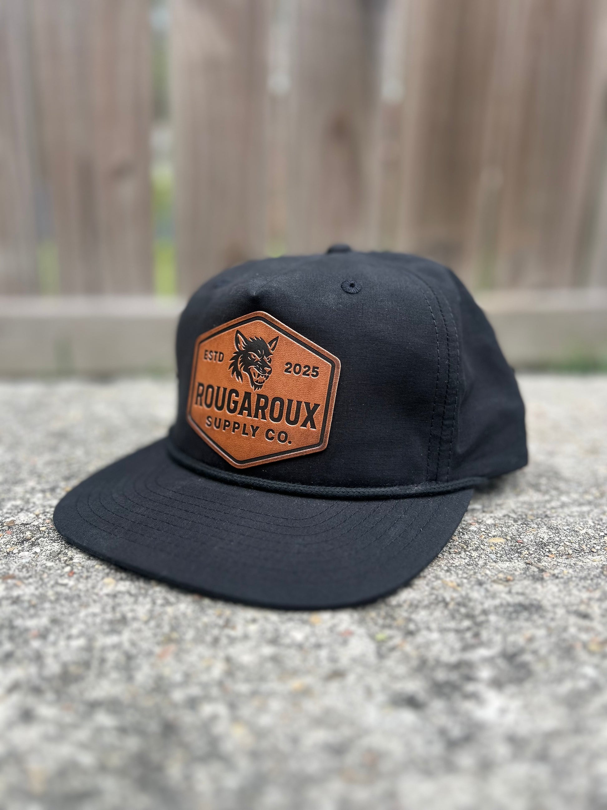 Black Leather Patch Hat (PRE-ORDER)